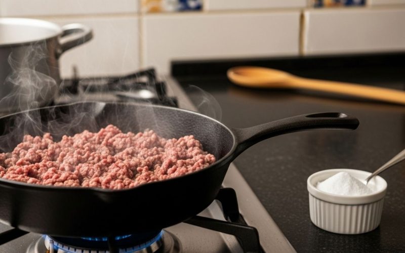 Motivos para adicionar bicarbonato de sódio ao preparar carne moída