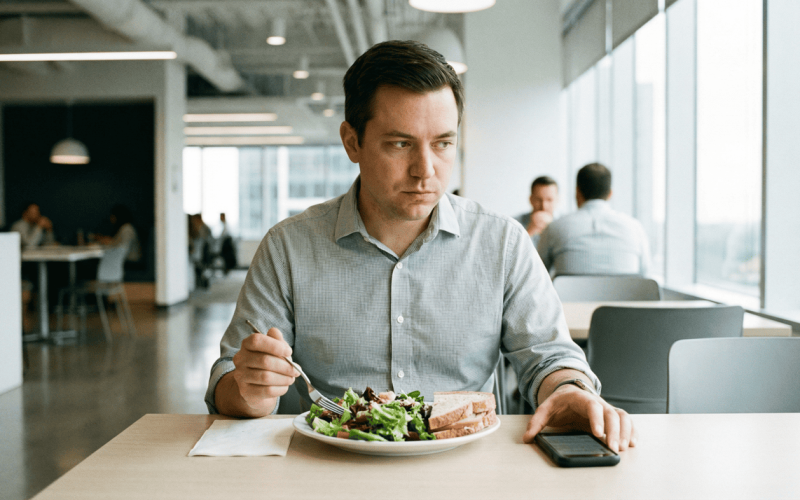 Aprendi da maneira mais difícil: não se deve comer e mexer no celular ao mesmo tempo