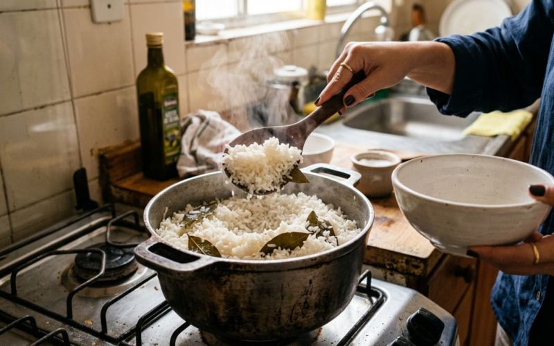 Juanjo López, renomado chef, revela: “O segredo do arroz branco está na combinação de alho, louro e caldo.