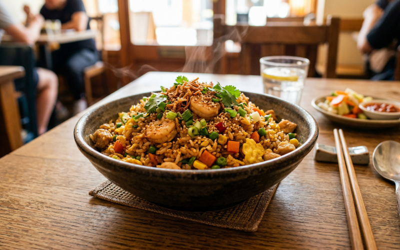 Arroz frito oriental: uma opção prática e deliciosa para aproveitar sobras de forma criativa