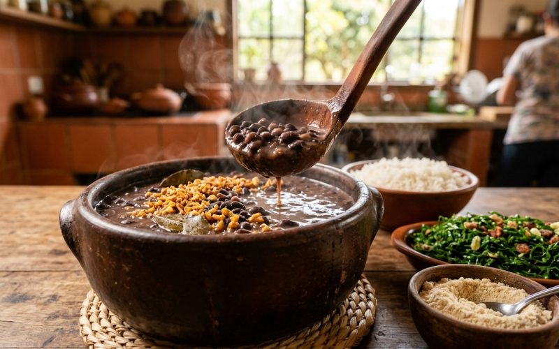 Os especialistas na cozinha revelam: “Feijão é muito mais que água; é temperado com folhas de louro, alho dourado e um delicioso caldo de carne caseiro.