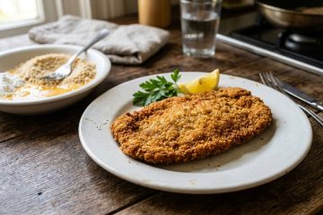 Pepe Vieira revela o segredo da milanesa crocante: amido de milho, ovo e farinha de rosca substituem a farinha tradicional.