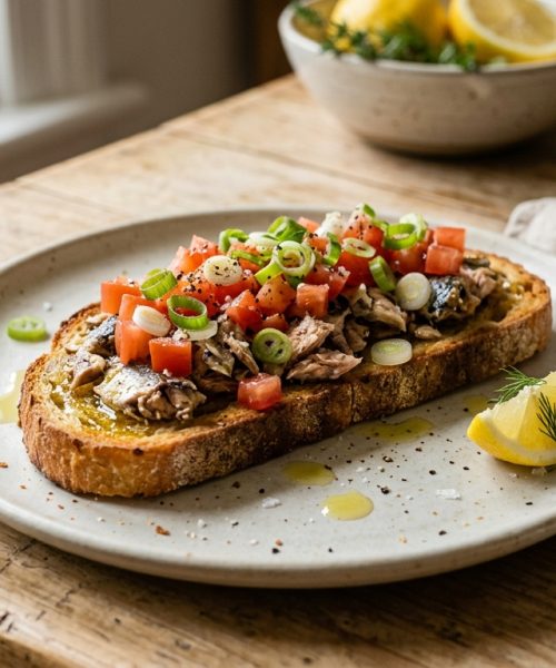 Cozinheiros afirmam: “Sardinha enlatada ganha sabor com pão tostado, tomate picado e cebolinha